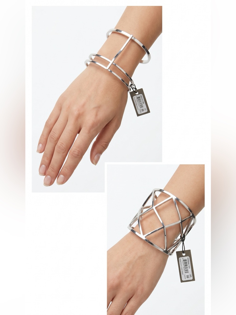 Geometric Openwork Silver Cuff Bracelet